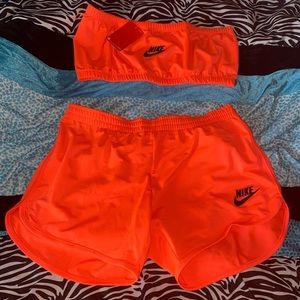 NWT Nike Orange 2 piece Shorts Set Bandeau top